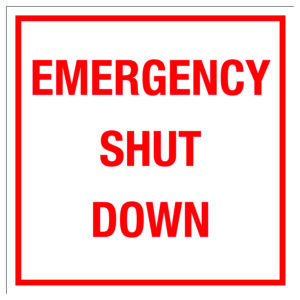 4 x 4 Emergency Shut Down Stickers