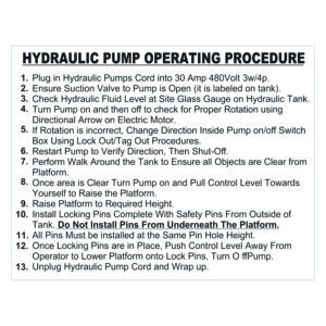 11 x 8.5 Hydraulic Pump Operating Procedure
